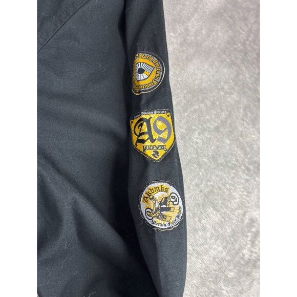 Akademiks Shirt Black Mens XL Long-Sleeve Button-Up Yellow Trim & Patches - Picture 4 of 9